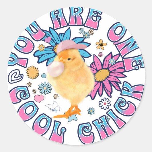 Schattig Chick - Je bent een Cool Chick Ronde Sticker (Voorkant)