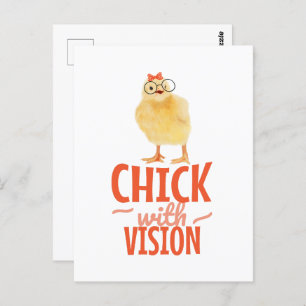 Schattig Chick Met Bril - Chick Met Visie Briefkaart