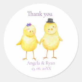 Schattig Chicks Little Birds Custom Wedding Favori Ronde Sticker