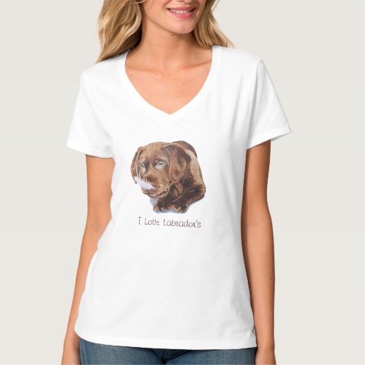 schattig chocolade bruin puppy labrador grappige h t-shirt (Voorkant)