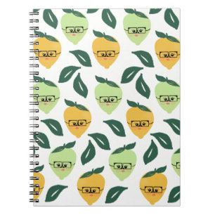 Schattig Citroen Citrus Cartoon Groene Patronen Notitieboek
