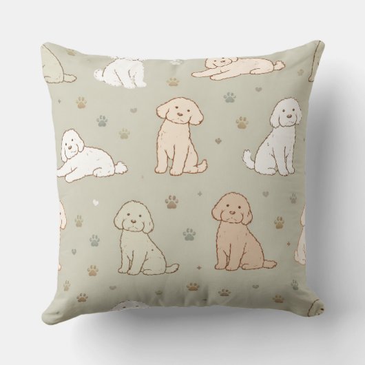 Schattig Cockapoo Patroon | Hond Liefhebber Kussen (Achterkant)