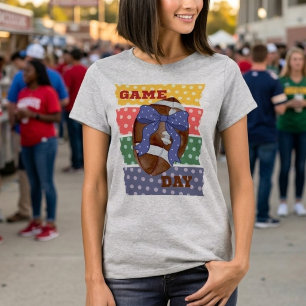 Schattig Coquette Game Day Voetbal Trendy Stippe T-shirt
