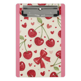 Schattig Coquette Kersen- en Rode Strik Patroon  Mini Klembord