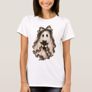 Schattig Coquette Spook Met Kat Halloween T-shirt