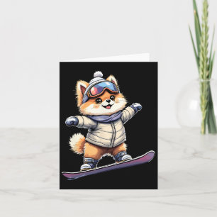 Schattig Corgi Snowboarden Fun Winteravontuur Kaart