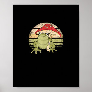 Schattig Cottagecore Esthetiek Kikker Paddenstoel Poster