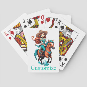 Schattig Cowgirl Riddt Pony Thunder_Cove Pokerkaarten
