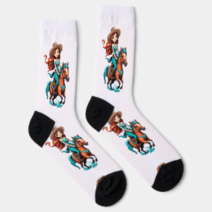 Schattig Cowgirl Riddt Pony Thunder_Cove Sokken