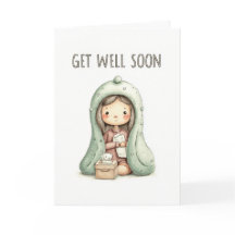 Schattig Cozy Meisje Onder Dekentje Beterschap