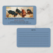 Schattig Cute Dachshund Puppy Pet Grooming Blue Visitekaartje (Voorkant / Achterkant)