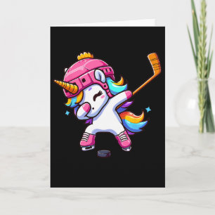 Schattig Dabbing Eenhoorn IJshockey Meisje Grappig Kaart