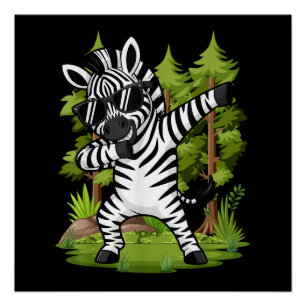 Schattig Dabbing Zebra Funny Zebra Dans Dier Perfect Poster