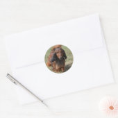 Schattig Dachshund Ronde Sticker (Envelop)