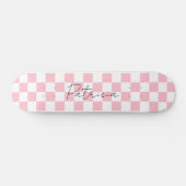 Schattig dambord patroon roze skateboard (Horizontaal)