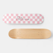Schattig dambord patroon roze skateboard (Horizontaal)