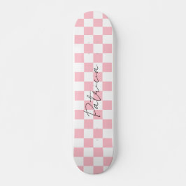 Schattig dambord patroon roze skateboard