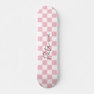 Schattig dambord patroon roze skateboard