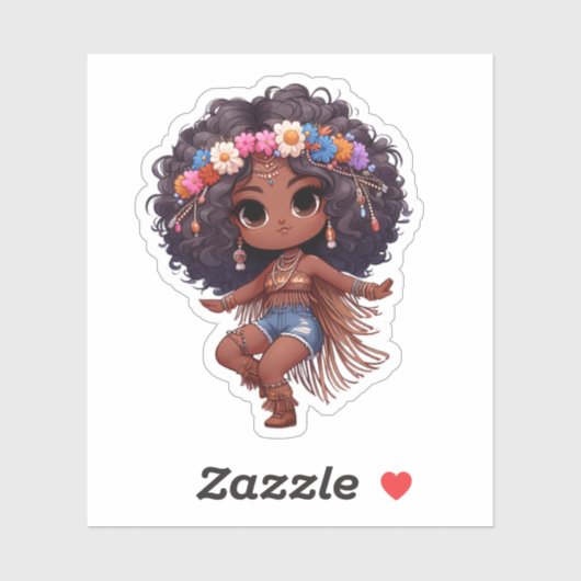 schattig dansen boho stijl meisje sticker (Vel)