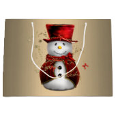 Schattig Dapper Sneeuwman in rood fluweel Groot Cadeauzakje (Voorkant)