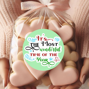 Schattig 'De meest wondere tijd' Kerstmis  Ronde Sticker