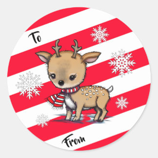 Schattig Deer in Scarf kerstcadeau-Label Stickers