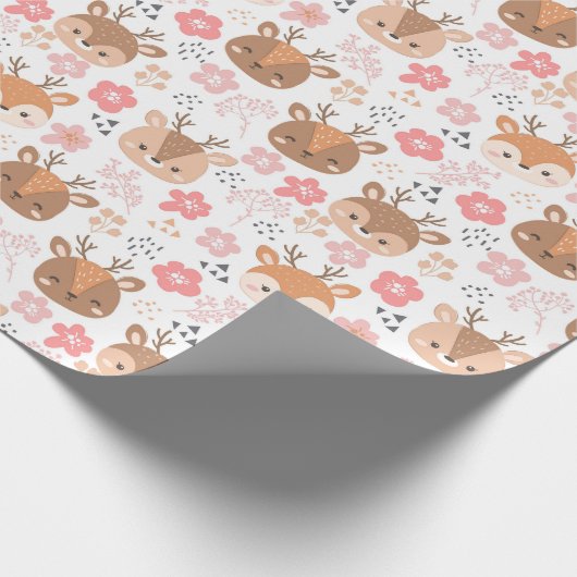 Schattig deer Pattern Wrapping Paper Cadeaupapier (Hoek)