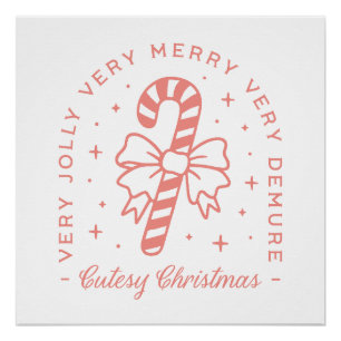 Schattig demure kerst coquette roze esthetiek perfect poster