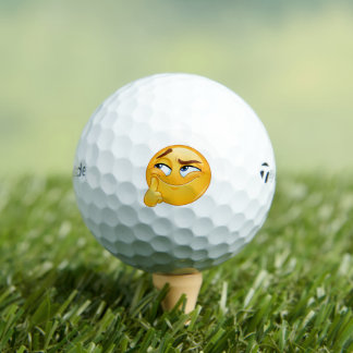 Schattig Denkende Emoji Grappige Smalende Gezicht Golfballen
