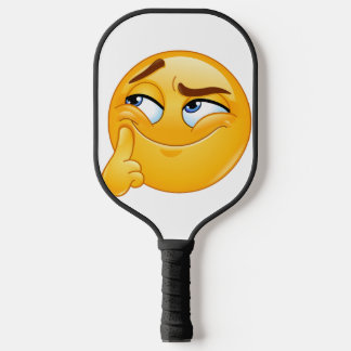 Schattig Denkende Emoji Grappige Smalende Gezicht Pickleball Paddle