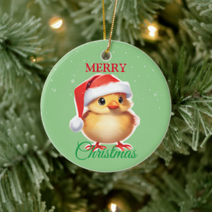 Schattig dier baby chick Kerstmis kostuum Keramisch Ornament