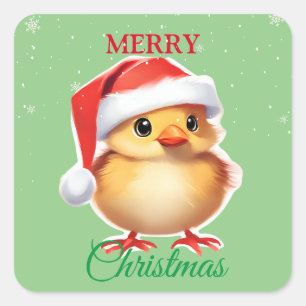 Schattig dier baby chick Kerstmis kostuum Vierkante Sticker