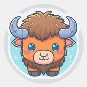 Schattig dier bizon ronde sticker