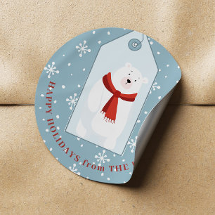 Schattig dier Kerstmis winter grappige ijsbeer bla Ronde Sticker