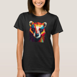 Schattig Dier Kleurrijke Geometrische Ferret Gezic T-shirt