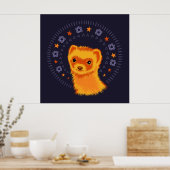 Schattig dier met kop poster (Keuken)