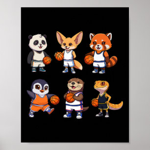 Schattig dier Team sporten Cartoon ontwerp  Poster