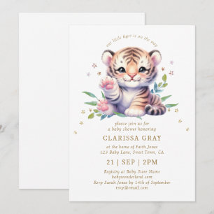 Schattig Dier Tijger Sterren Witte Baby Shower Kaart