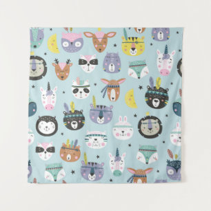 Schattig dier Tribal: Boho patroon Wandkleed