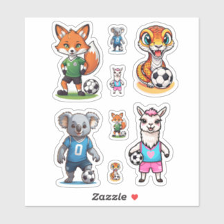 Schattig Dieren Spelen Voetbal Collectie Sticker