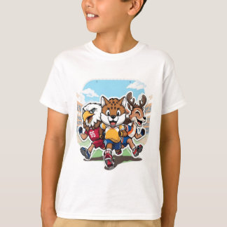 Schattig Dieren Sportteam Mascotte Cartoon Ontwerp T-shirt