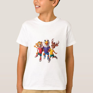 Schattig Dieren Sportteam Mascotte Cartoon Ontwerp T-shirt