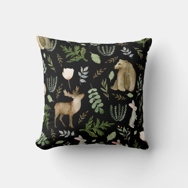 Schattig Dieren: Waterverf Hand getrokken. Kussen (Voorkant)