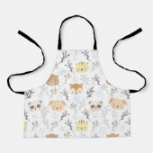 Schattig dierenhoofd en bloemmotief schort (Voorkant)