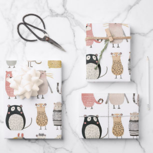 Schattig dierlijk Collectie Inpakpapier Vel