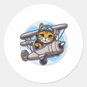 schattig dierlijk vliegtuig sticker