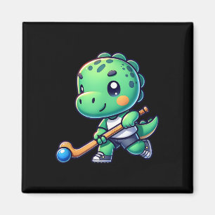 Schattig dinosaurus veldhockeyteam speler magneet
