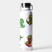 Schattig dinosauruspatroon Kinder gepersonaliseerd Waterfles (Achterkant)