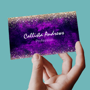 Schattig donker paarse gouden faux glitter magnetisch visitekaartje