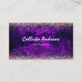 Schattig donker paarse gouden faux glitter visitekaartje (Voorkant)